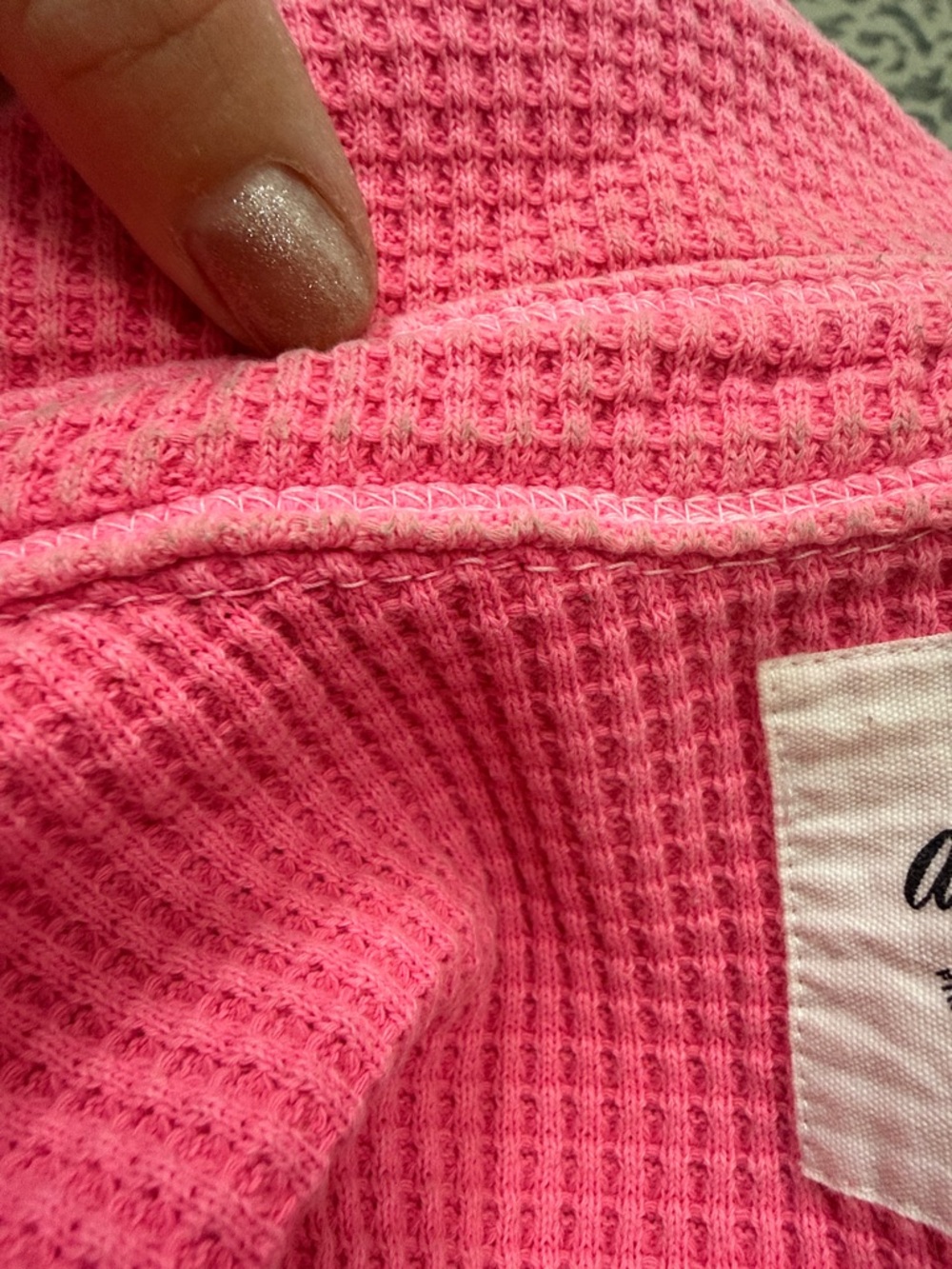 Aerie Pink Waffle Knit Button-Up Shirt - Picture 10 of 11